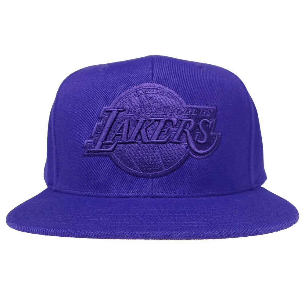 LA Lakers Mitchell & Ness NBA Snapback Hat Cap Tonal 3D Logo Purple New